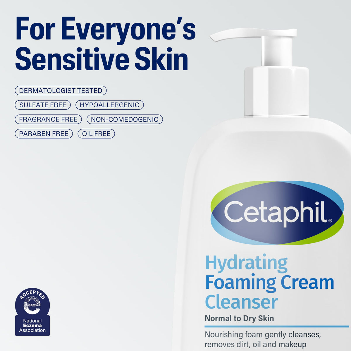 Cetaphil foam on hand demonstrating gentle cleansing action