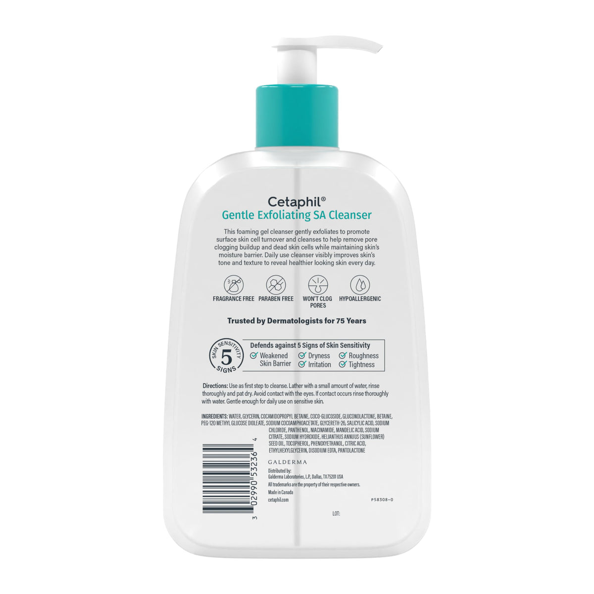 Cetaphil before and after skin texture comparison showing smoother skin