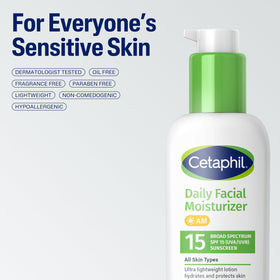 Cetaphil bottle on bathroom shelf conveying everyday routine convenience