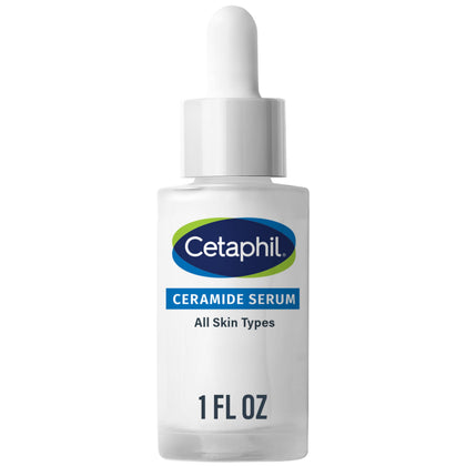 Cetaphil front packaging showing ceramide serum and clear benefits