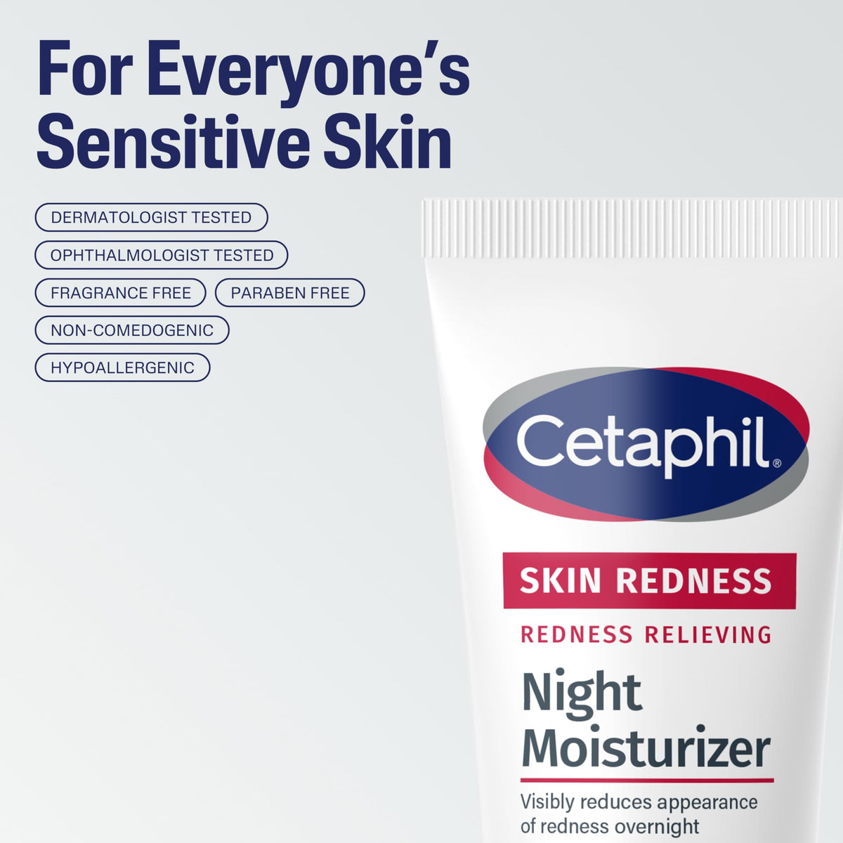 Cetaphil cream applied on model's cheek to show calming effect benefit