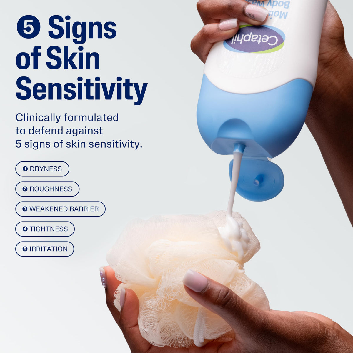 Cetaphil creamy texture lather demonstrating softening and moisturizing benefit