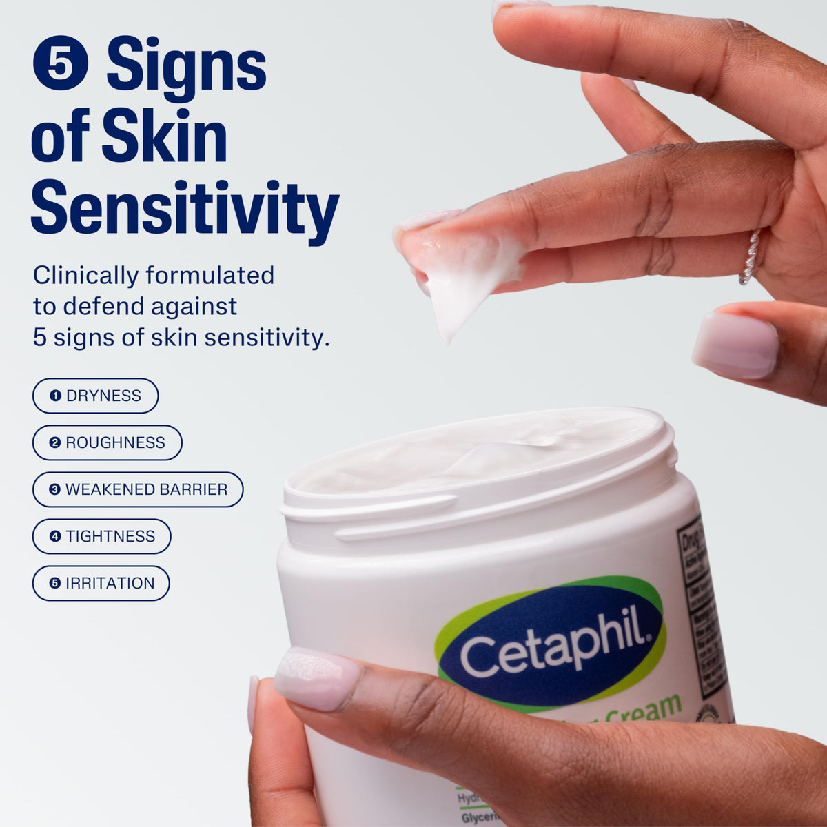 Cetaphil cream swatch showing rich non-greasy texture for long hydration