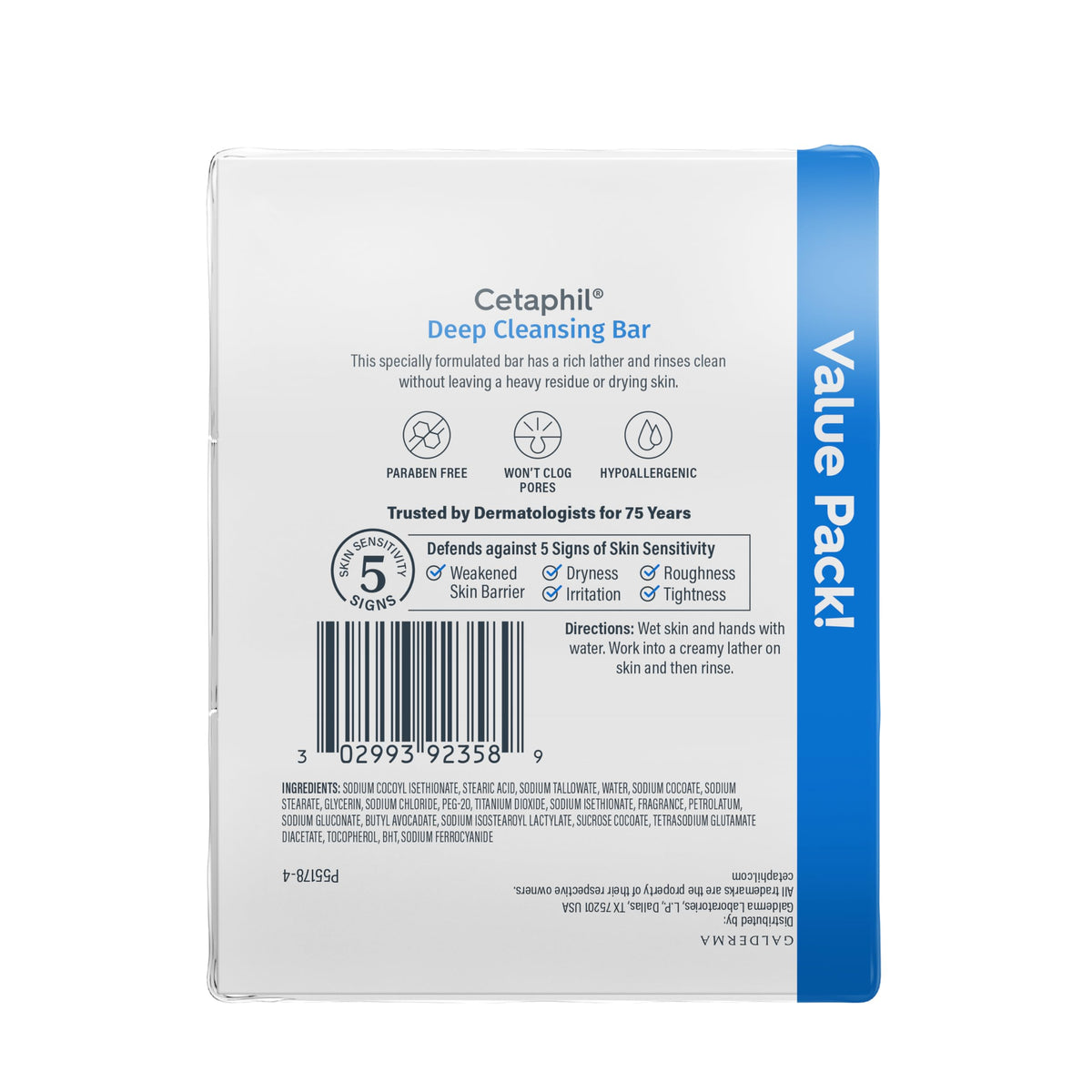 Cetaphil deep cleansing bar on bathroom vanity showing everyday routine fit
