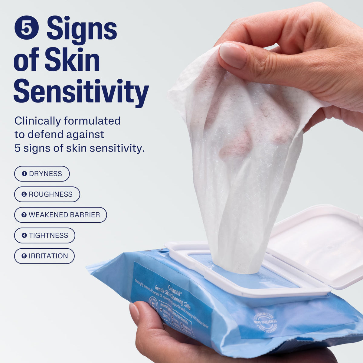 Cetaphil flip-top closure open to reveal accessible wipes for quick use