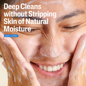 Cetaphil foam texture on hand showing gentle lather and non-stripping feel
