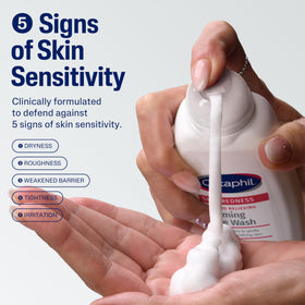 Cetaphil instant foam dispensed from pump demonstrating soft foam texture