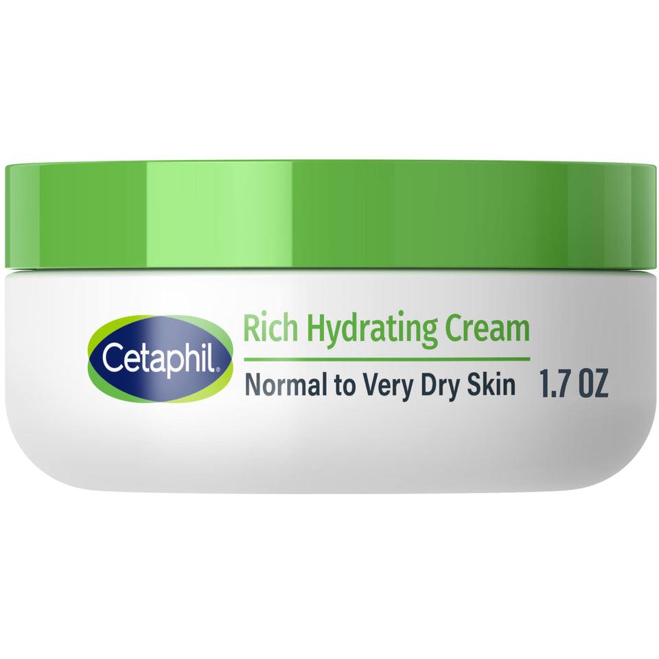 Cetaphil front jar showing product branding and clear hydrating benefit