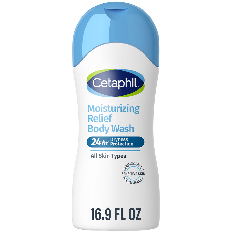 Cetaphil front packaging showing 16.9 fl oz bottle and gentle formula benefit