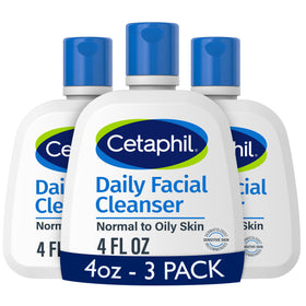 Cetaphil front packaging 3-pack showing gentle cleanser benefits