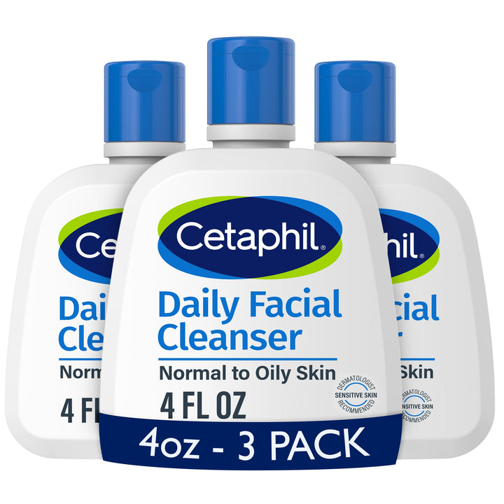 Cetaphil front packaging 3-pack showing gentle cleanser benefits