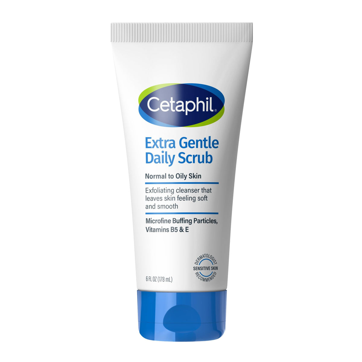 Cetaphil front packaging showing 6 fl oz tube and gentle benefits