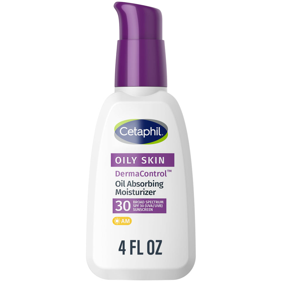 Cetaphil front packaging of DermaControl SPF 30 showing product benefit