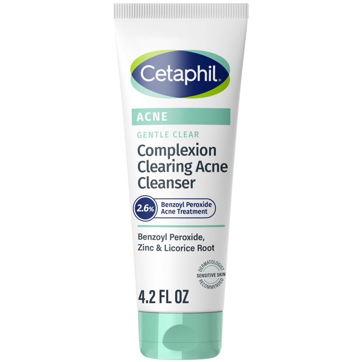 Cetaphil front packaging showing Gentle Clear cleanser benefits and clear formulation