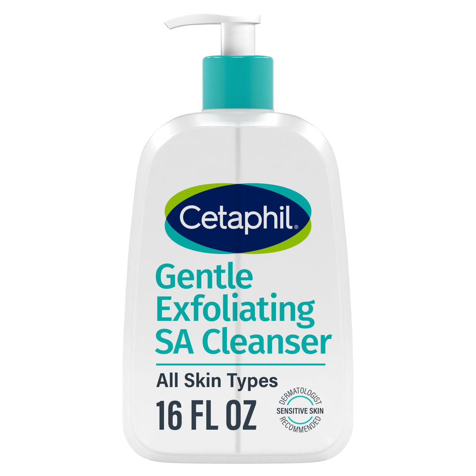 Cetaphil pump bottle front showing product and benefits