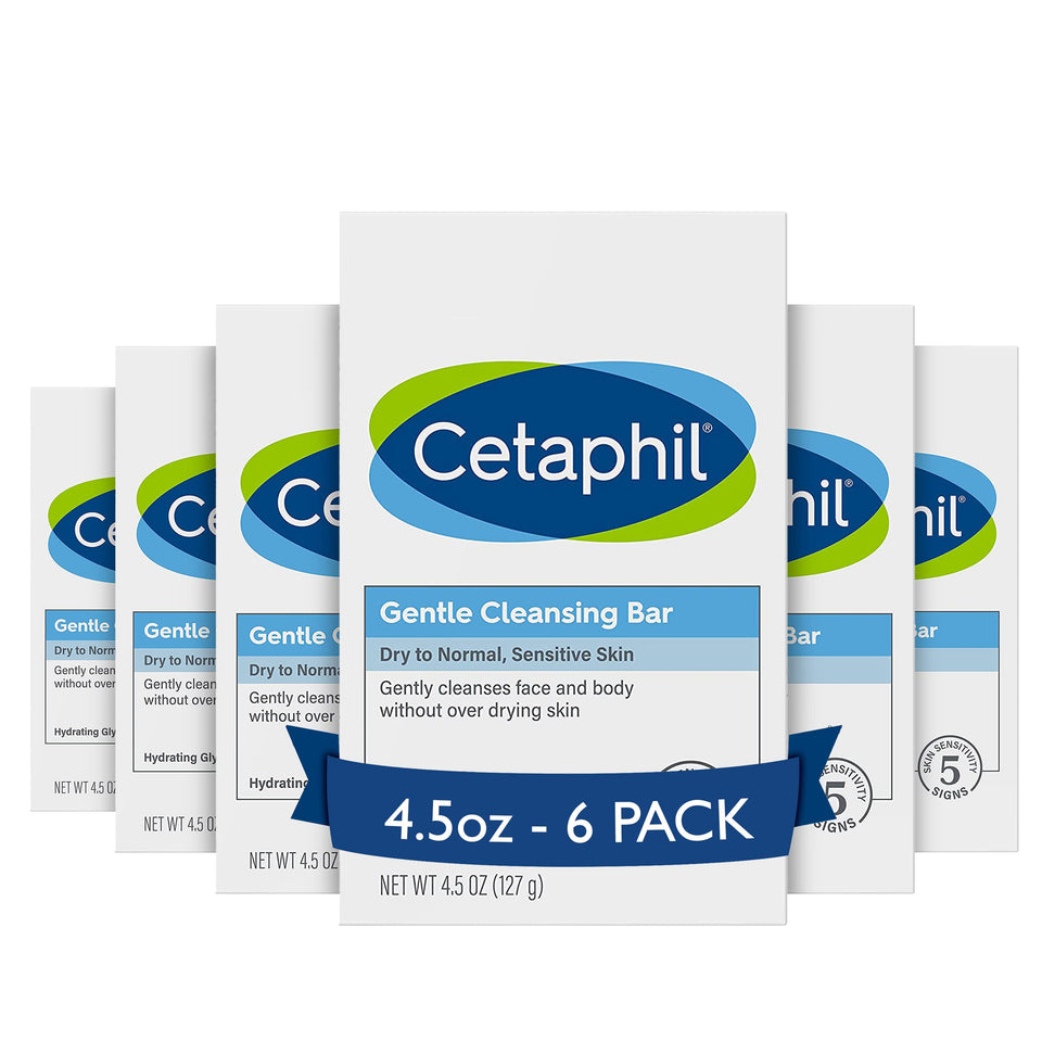 Cetaphil cleansing bar front packaging showing gentle cleanser benefit