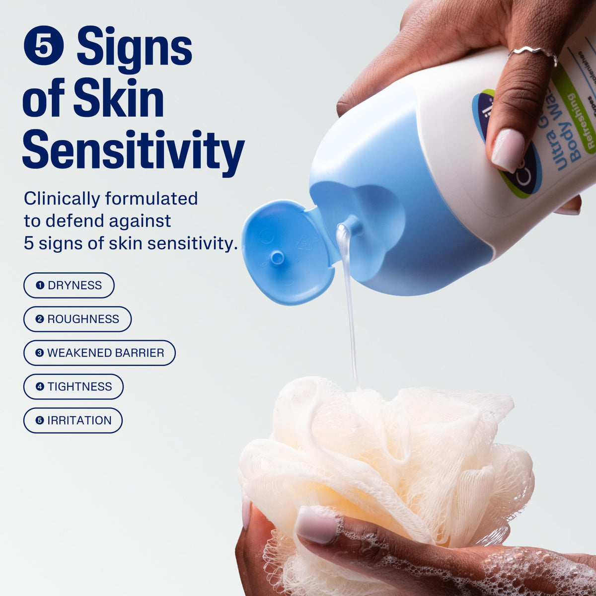 Cetaphil being poured onto washcloth for controlled application