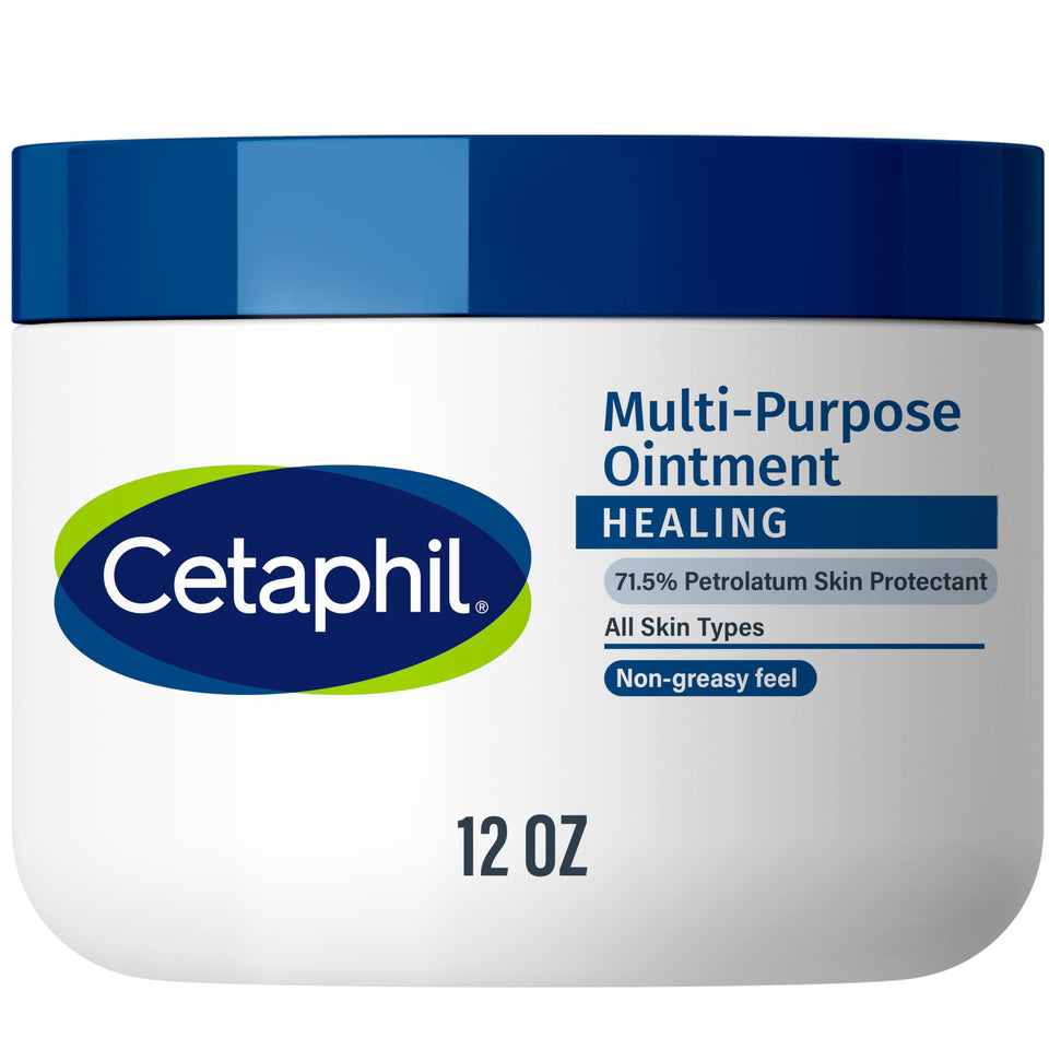 Cetaphil tub front view showing package and protective balm benefits
