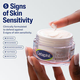 Cetaphil Healthy Renew cream texture close-up demonstrating quick absorption