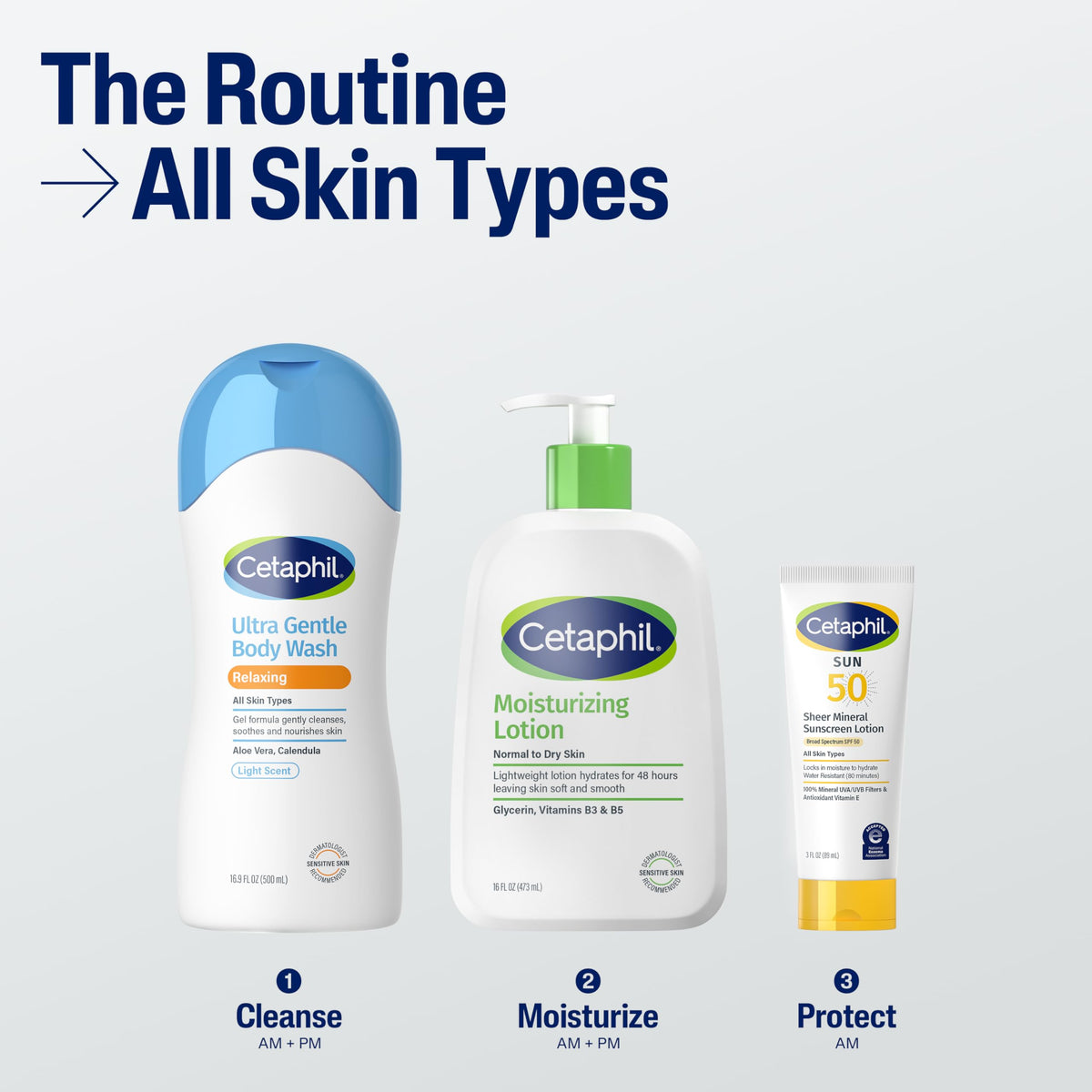 Cetaphil with aloe and calendula ingredients highlighting calming effect