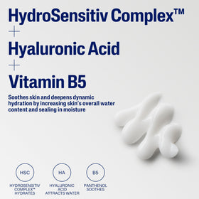Close-up of hyaluronic acid drop with Cetaphil label highlighting deep hydration support
