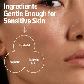 Cetaphil ingredient panel label highlighting 0.5% salicylic acid and botanicals