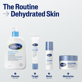Cetaphil ingredient focus with hyaluronic acid bottle for hydration