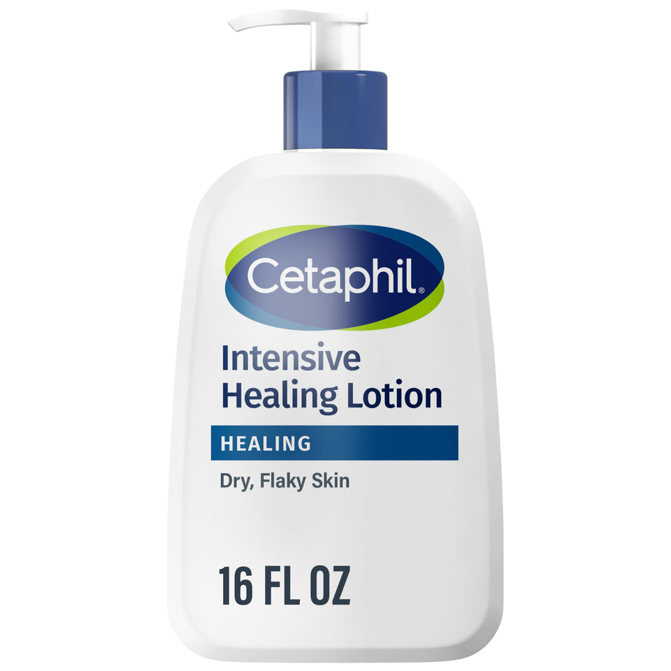 Cetaphil front packaging of Intensive Healing Lotion showing 16 oz benefits