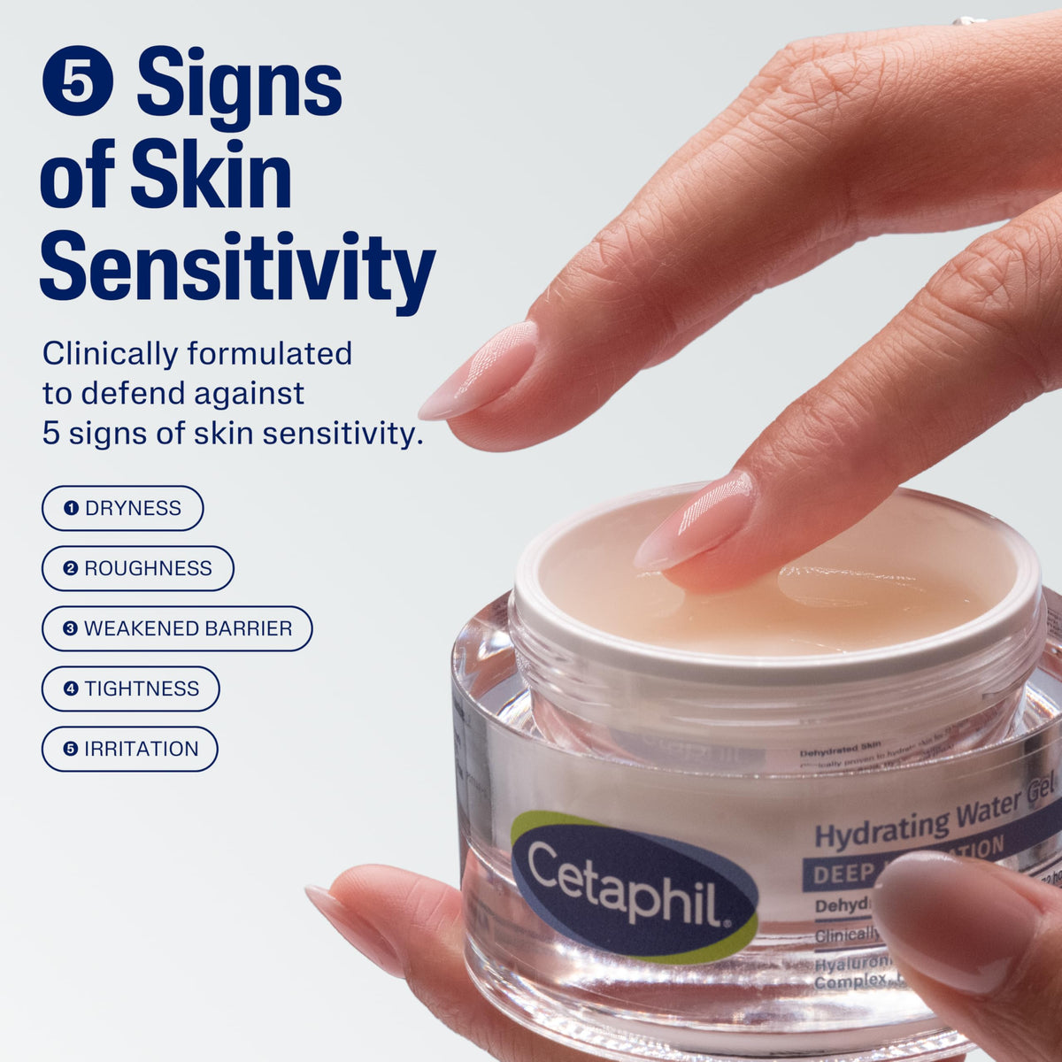 Cetaphil open jar close-up of cool gel texture and hydration