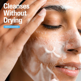 Cetaphil label close-up listing glycerin and vitamins B5 and E benefits