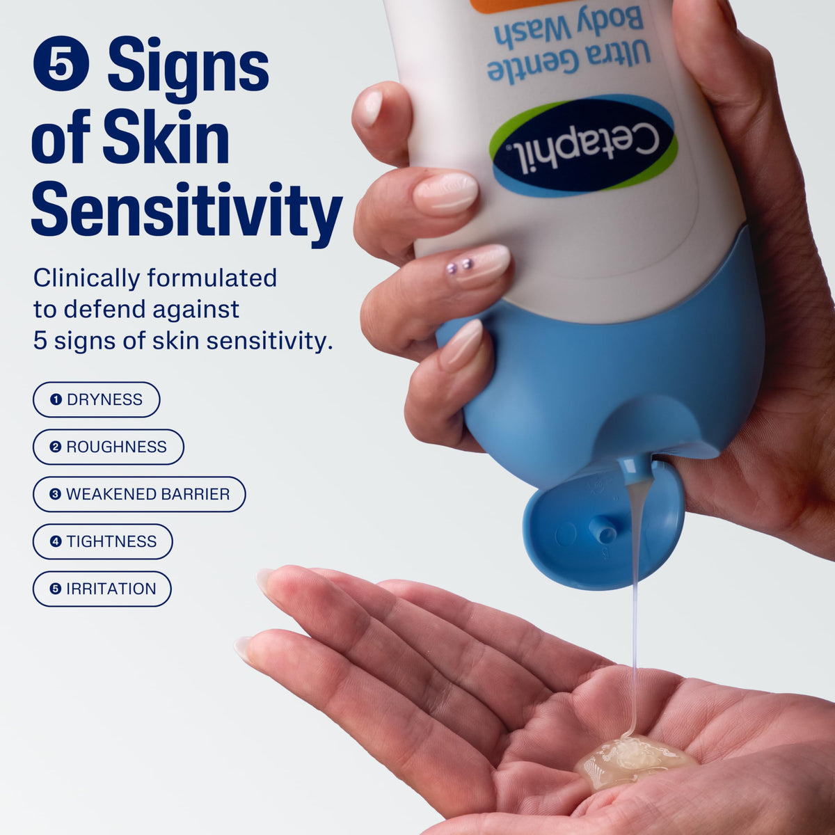 Cetaphil label close-up listing hypoallergenic, paraben-free features