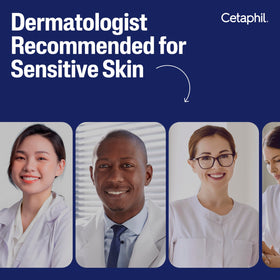 Cetaphil serum on bathroom counter in daily routine for gentle care