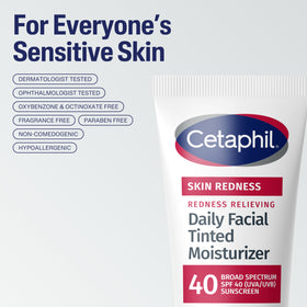 Applying Cetaphil moisturizer to face for quick redness relief