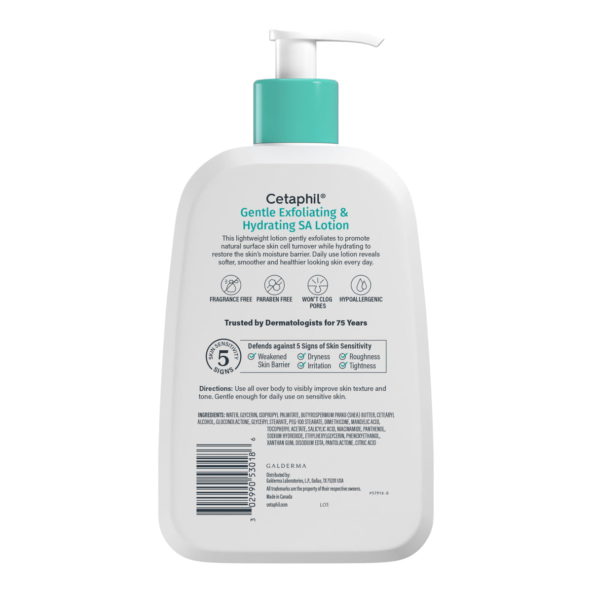Cetaphil pump and cap detail emphasizing convenient, mess-free dispensing
