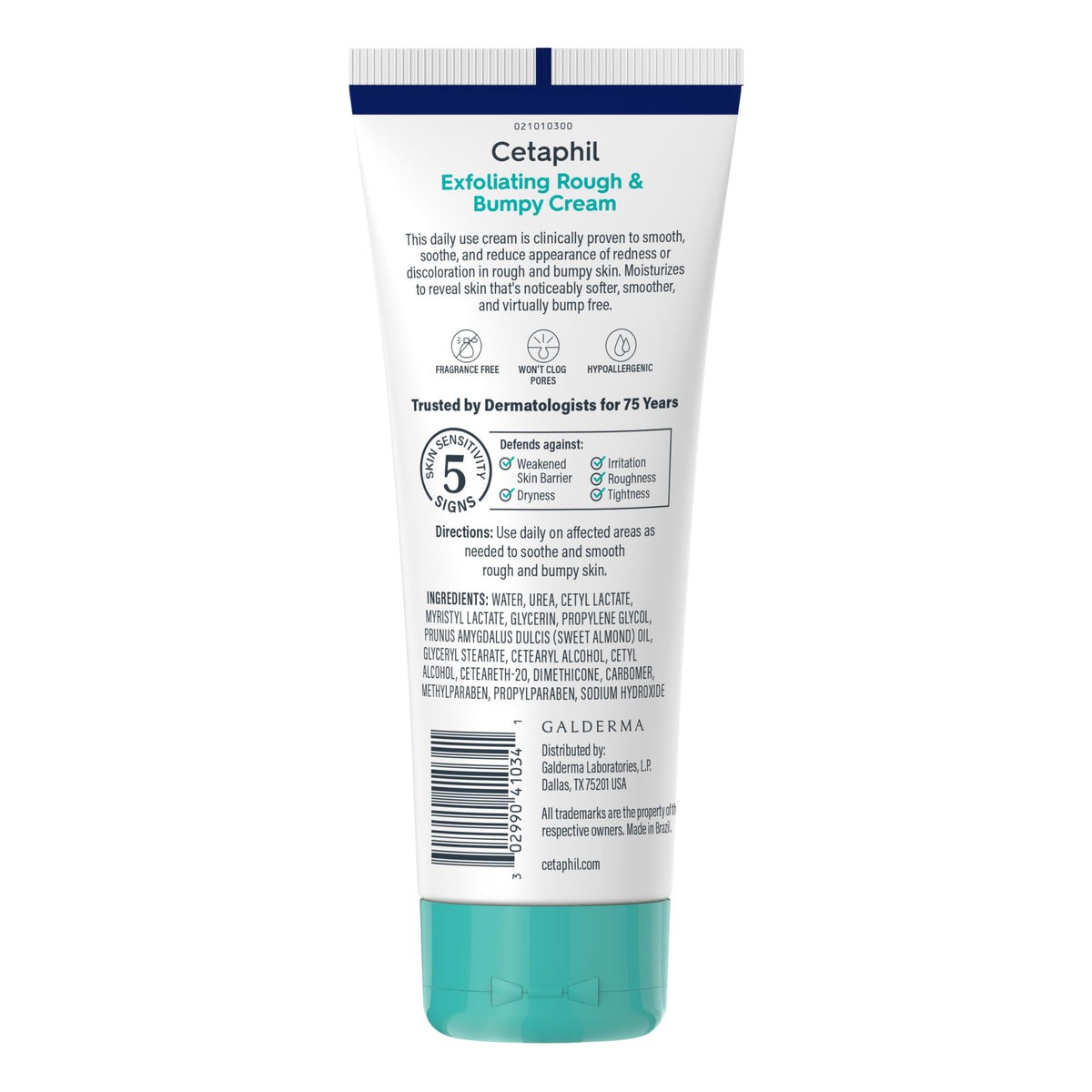 Cetaphil packaging label close-up showing concentration and sensitive-skin info