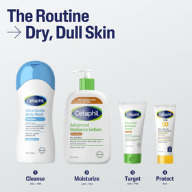 Two Cetaphil bottles styled in home setting for long-lasting hydration