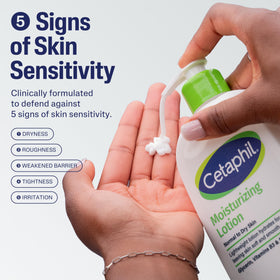 Cetaphil pump bottle close-up with lotion texture for fast absorption