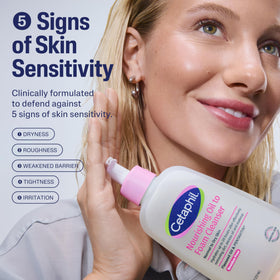 Cetaphil pump closeup demonstrating convenient dispensing and controlled product use