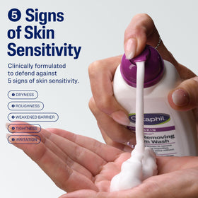 Cetaphil pump dispensing foam demonstrating easy controlled application and reduced waste