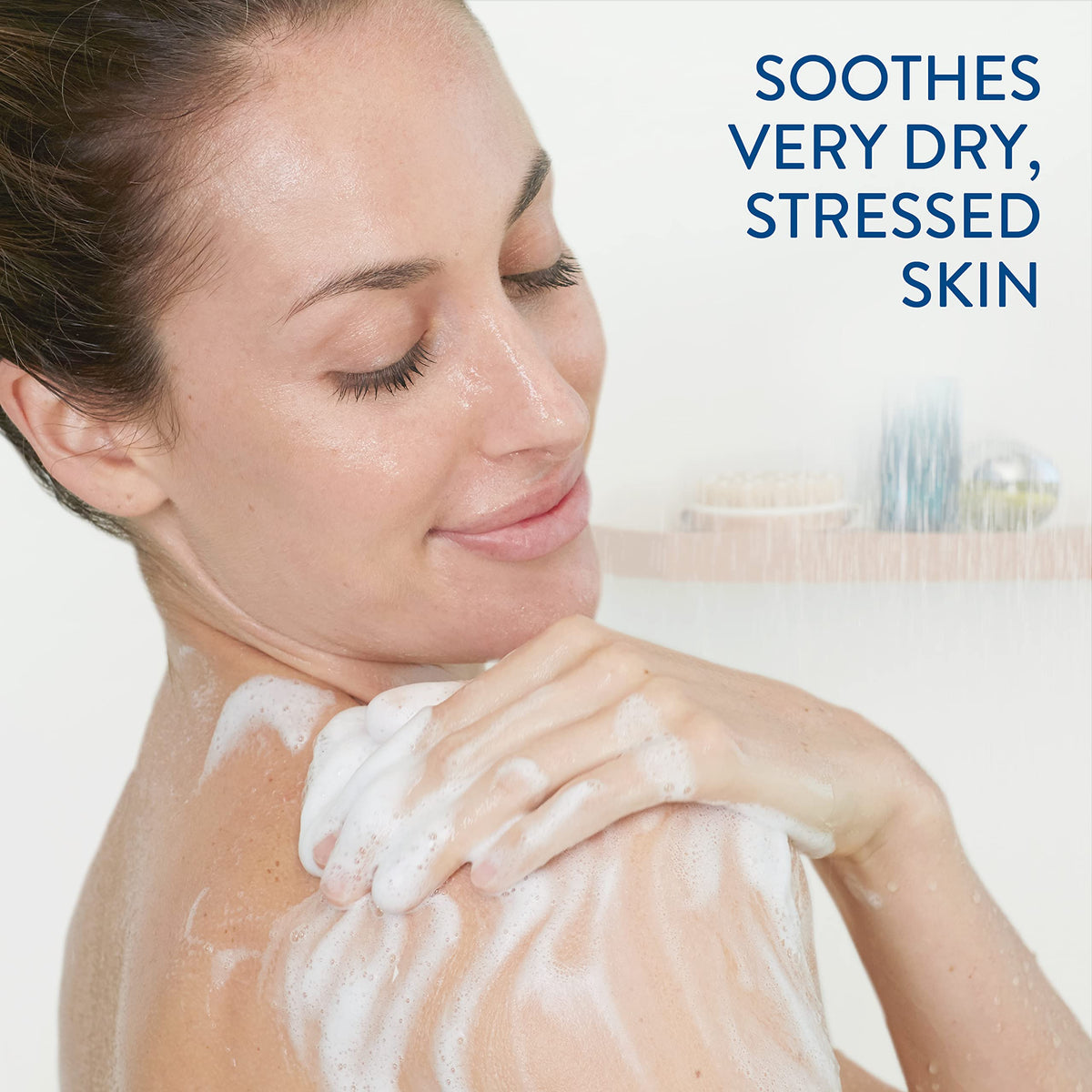 Cetaphil pump close-up with creamy wash texture for gentle cleansing