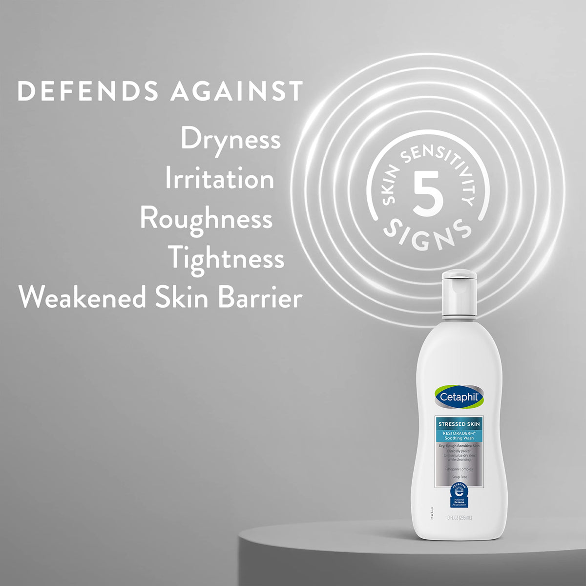 Cetaphil pump dispensing creamy texture, illustrating easy application benefit