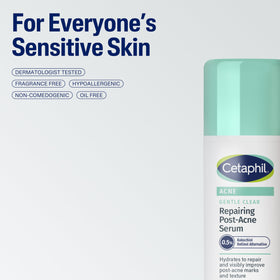 Close-up of Cetaphil serum absorbing into skin indicating hydration