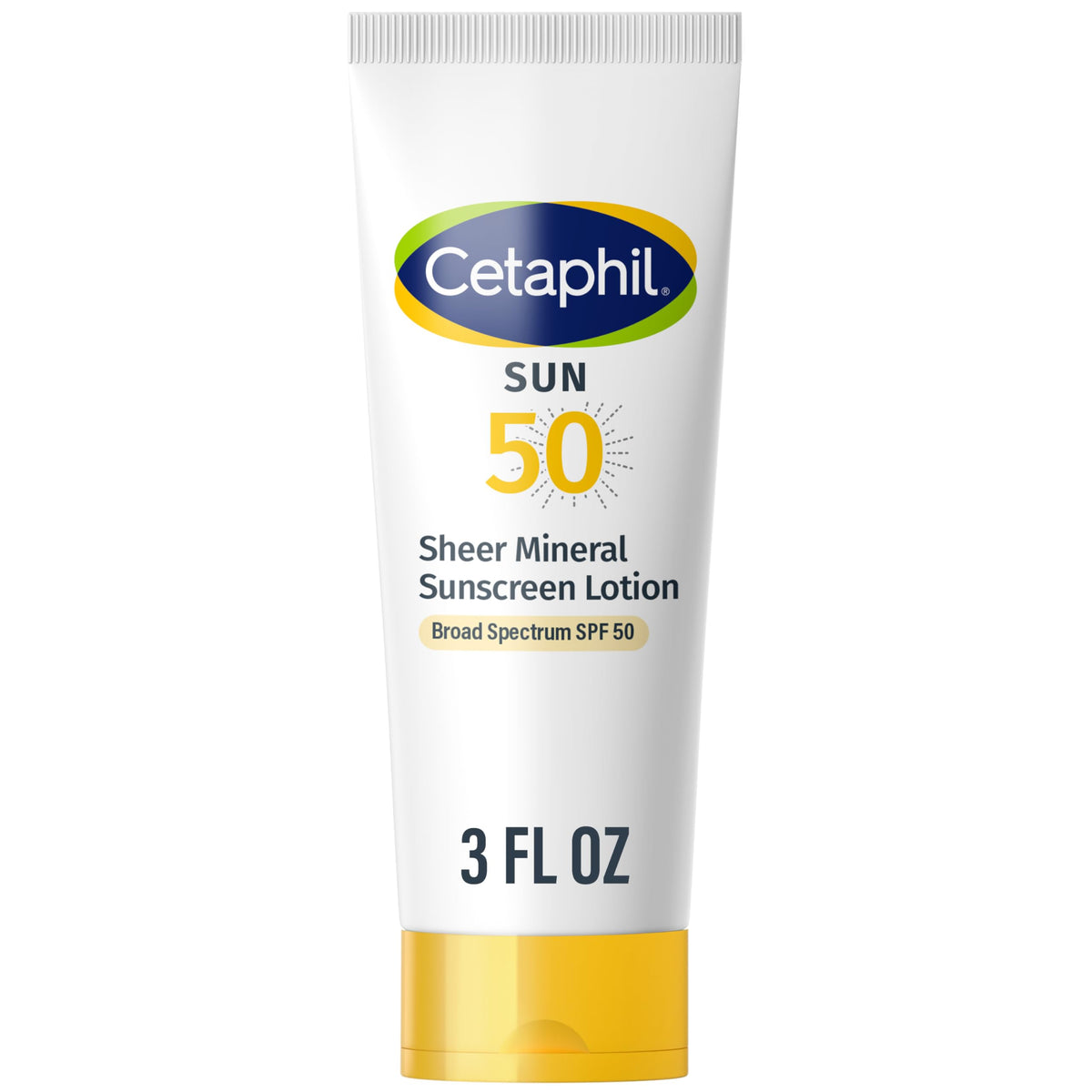 Cetaphil front packaging showing SPF 50 and travel size benefit