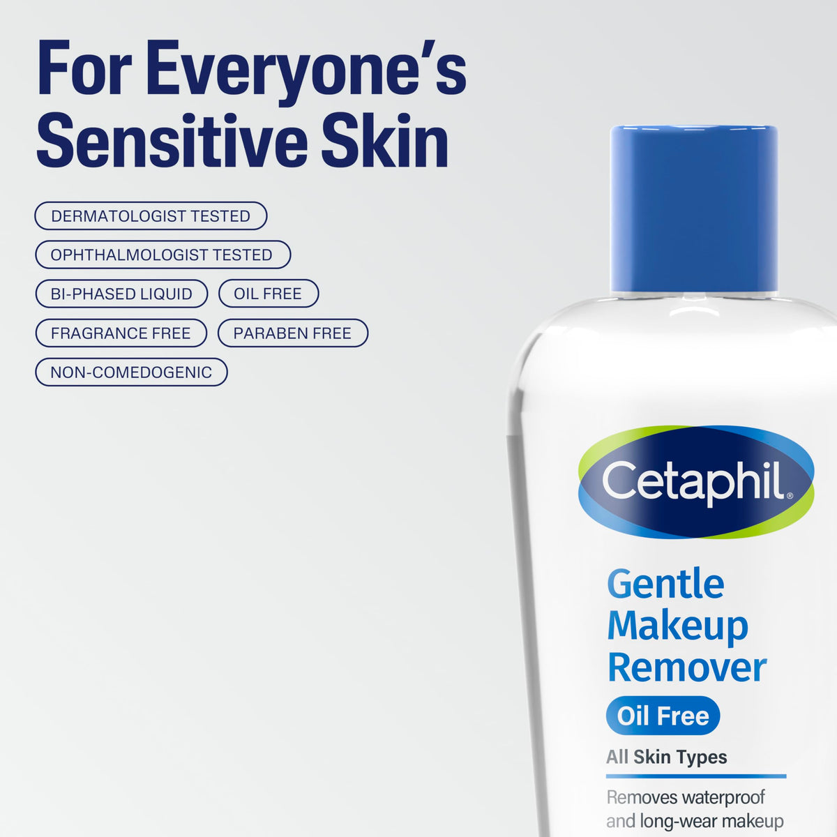 Cetaphil bottle beside hand to demonstrate 6 fl oz travel size