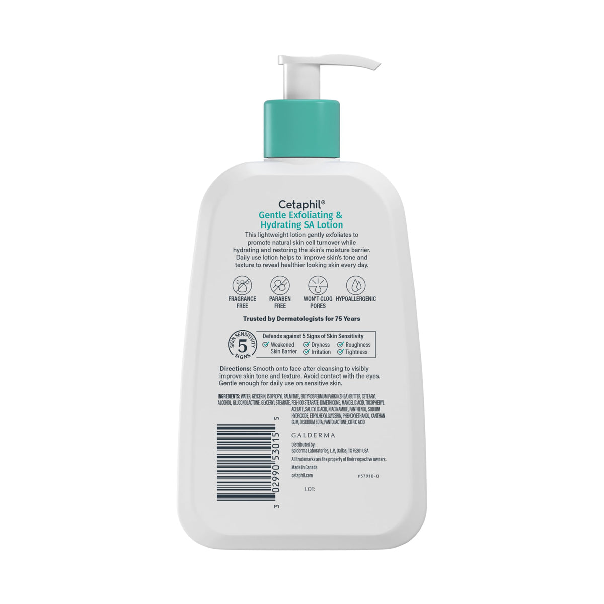 cetaphil bottle next to hand for size and scale, easy pump control