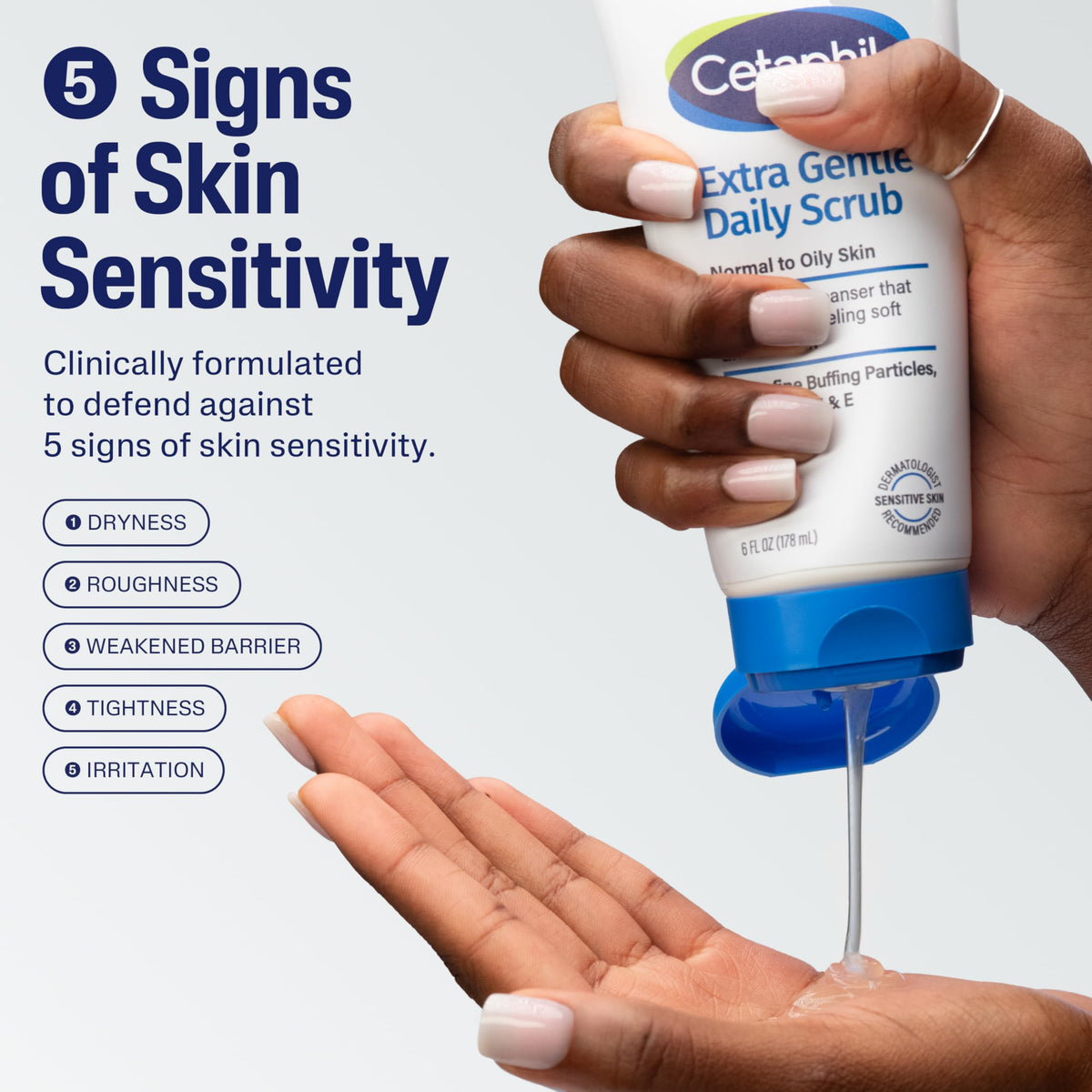 Cetaphil close-up of micro-fine granules showing gentle buffing action