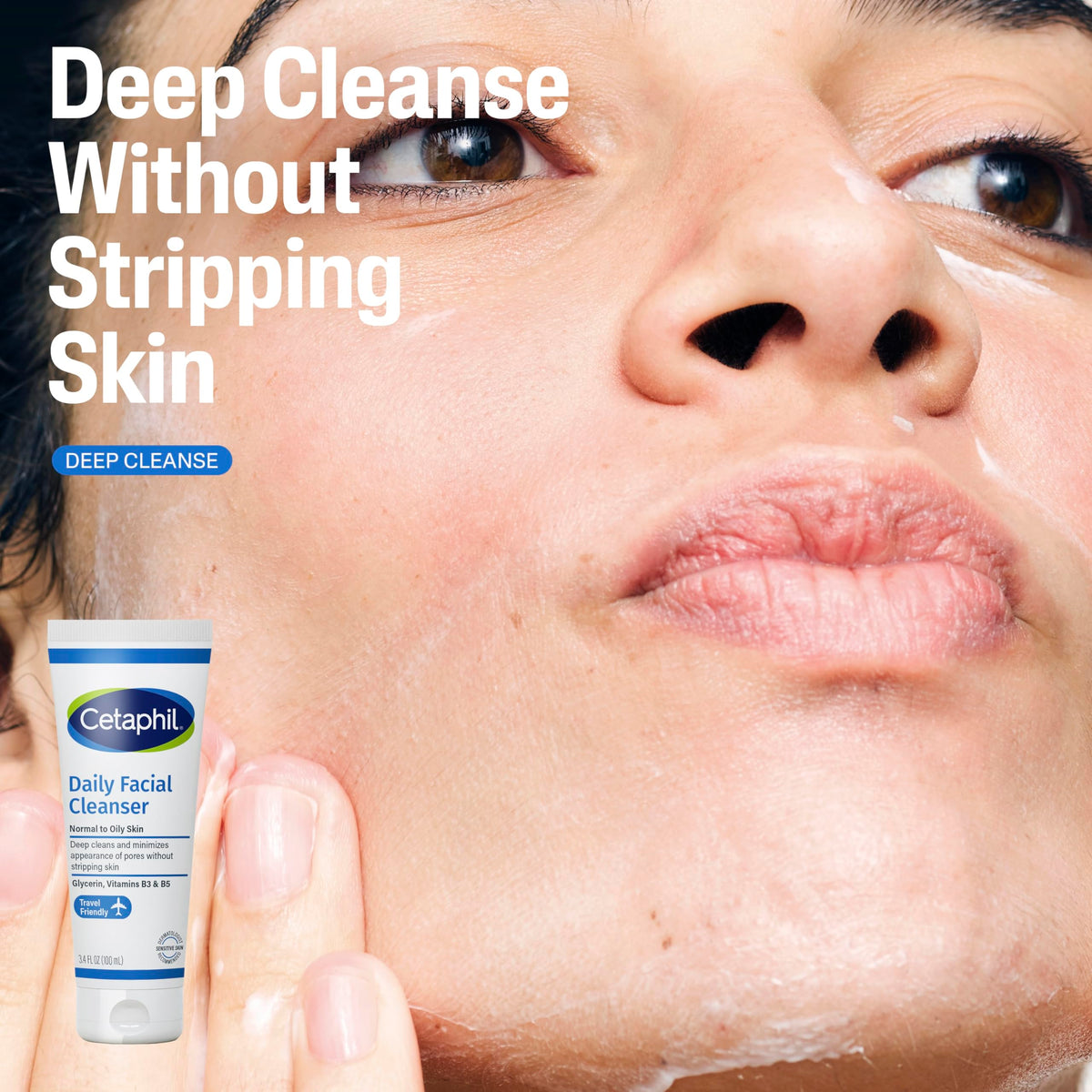 Cetaphil Gentle Skin Cleanser texture showing creamy hydration benefit