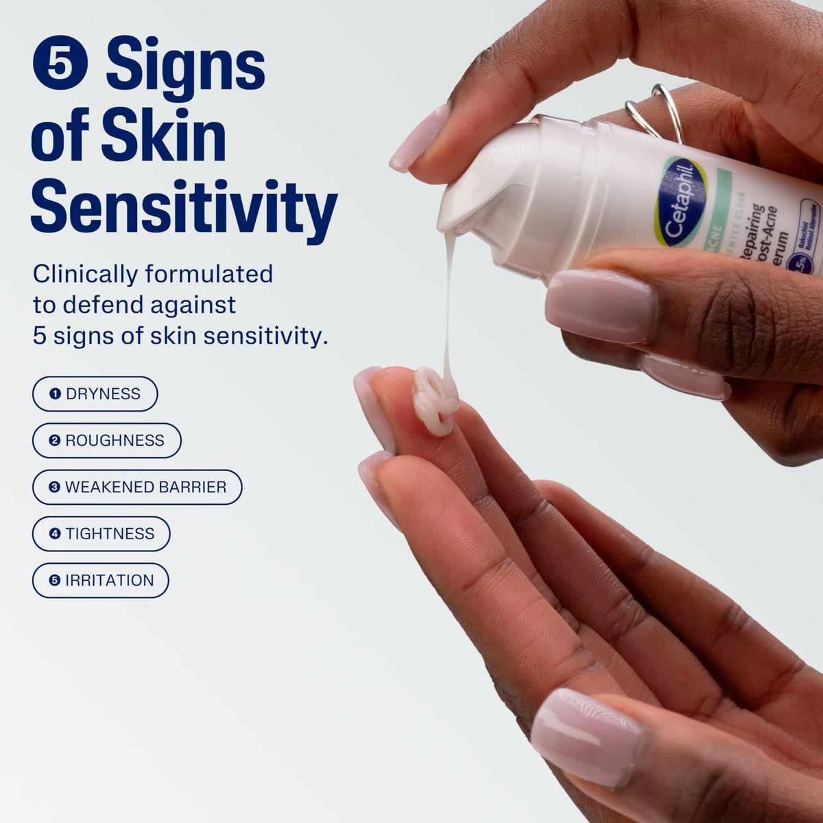 Cetaphil dropper with serum texture highlighting smooth consistency