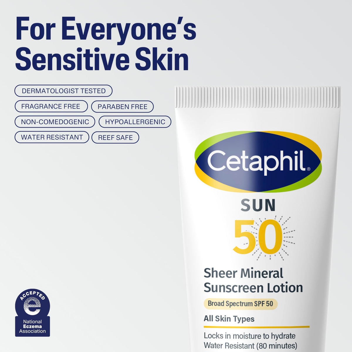 Cetaphil tube beside sunglasses highlighting travel-friendly SPF convenience
