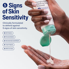 Close-up of Cetaphil label highlighting 2.6% benzoyl peroxide concentration and instructions